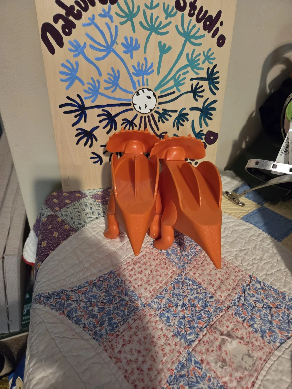 Triceratops Taco Holders Set of 2 Dinosaurs (Holds 2 Tacos each!) Orange Color
